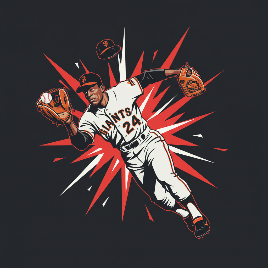 Willie Mays editorial illustration